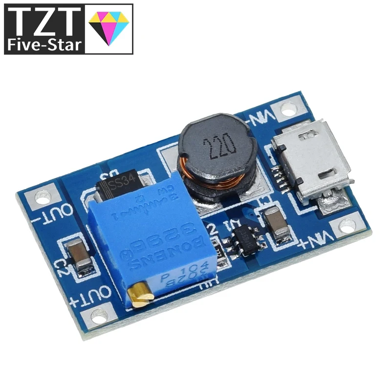 TZT 1/5PCS MT3608 DC-DC Step Up Converter Booster Power Supply Module Boost Step-up Board MAX output 28V 2A