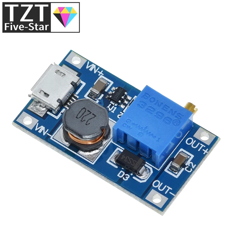 TZT 1/5PCS MT3608 DC-DC Step Up Converter Booster Power Supply Module Boost Step-up Board MAX output 28V 2A