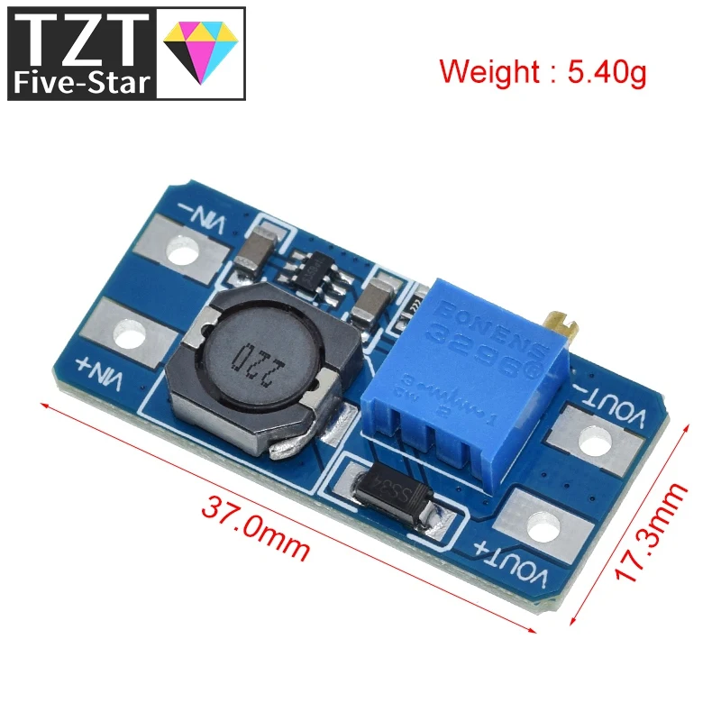 TZT 1/5PCS MT3608 DC-DC Step Up Converter Booster Power Supply Module Boost Step-up Board MAX output 28V 2A