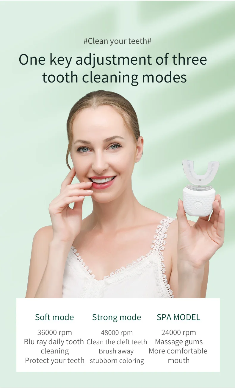 Electric Toothbrush for Adult Automatic USB Charge U-Shaped Toothbrush 360 Degrees Intelligent Rechargeable Toothbrus