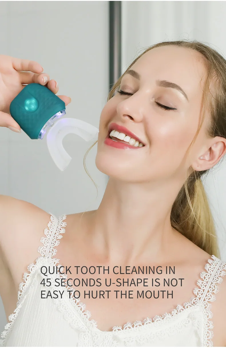 Electric Toothbrush for Adult Automatic USB Charge U-Shaped Toothbrush 360 Degrees Intelligent Rechargeable Toothbrus