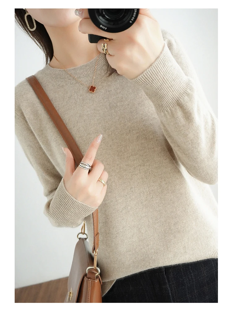 Autumn And Winter Cashmere Sweater Women's Crew Neck Pullover Casual Knitted Top Women's Short Undercoat Fashion 18 Colors