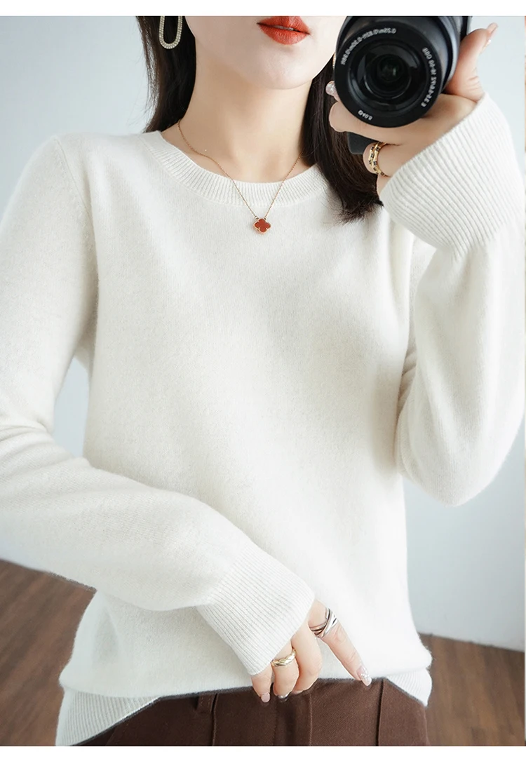 Autumn And Winter Cashmere Sweater Women's Crew Neck Pullover Casual Knitted Top Women's Short Undercoat Fashion 18 Colors