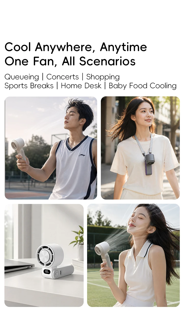 Portable High Speed Cooling Handheld Fan 3600mAh Rechargeable 100 Wind Speeds Adjustable Mini Foldable Air Cooling Turbo Fan