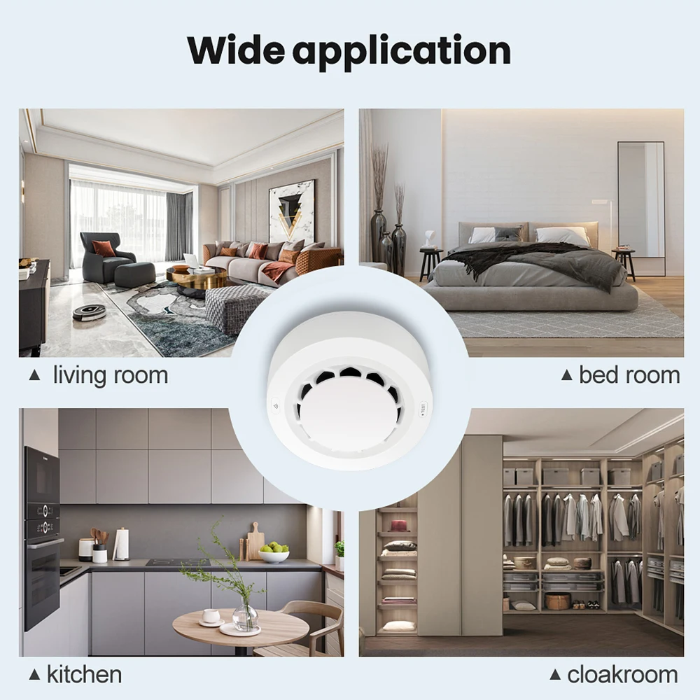 ONENUO Tuya Zigbee Smoke Sensor Fire Alarm Detector Home Security Alarm Smoke Sensor Should Work with Tuya Zigbee Hub