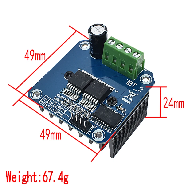 Double BTS7960 43A H-bridge High-power Motor Driver module/ diy smart car Current diagnostic