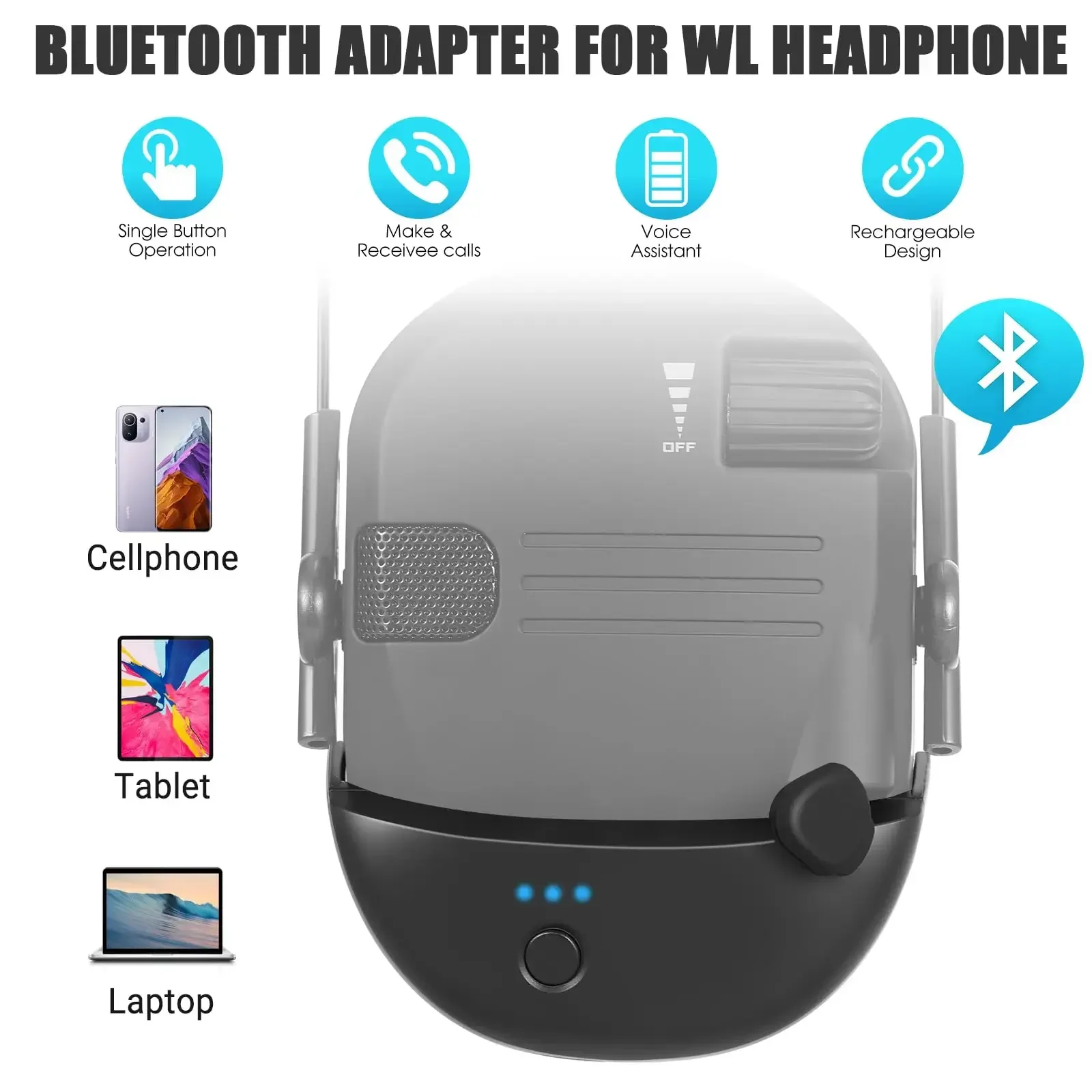 W1 Wire-controlled Headphone Bluetooth Adapter For WK Series Converter To Wireless Earmuffs Converter