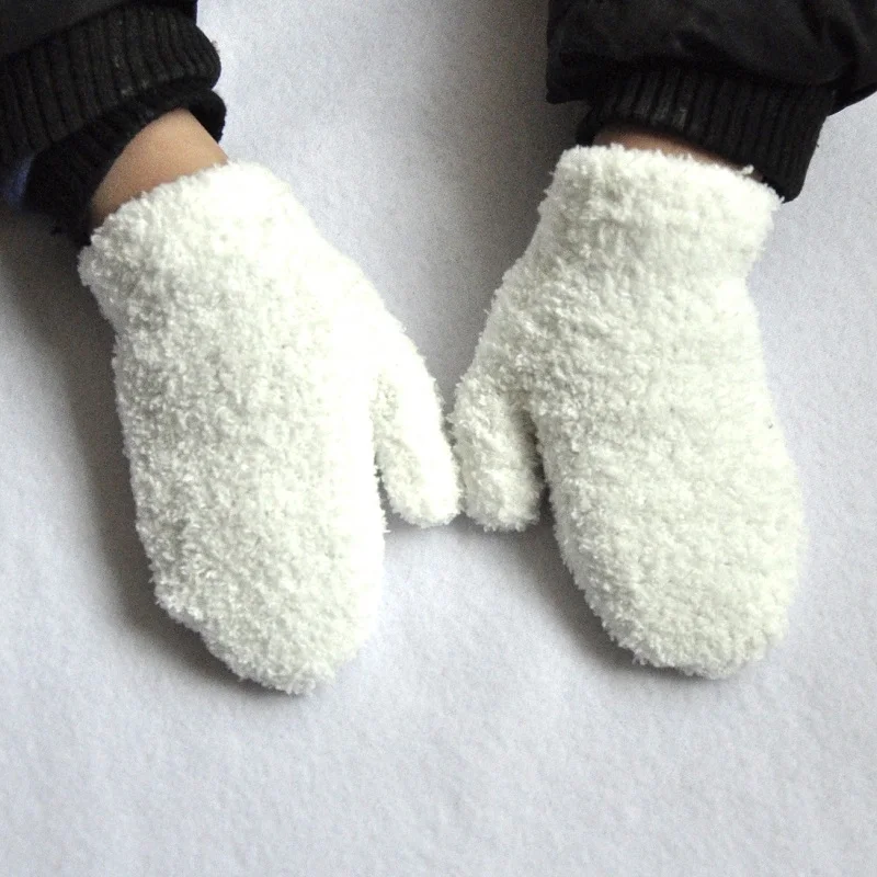 1-4years Kids Winter Warm Knitted Mittens Baby Girls Baby Boys Velvet Thick Gloves Dropshipping KF197