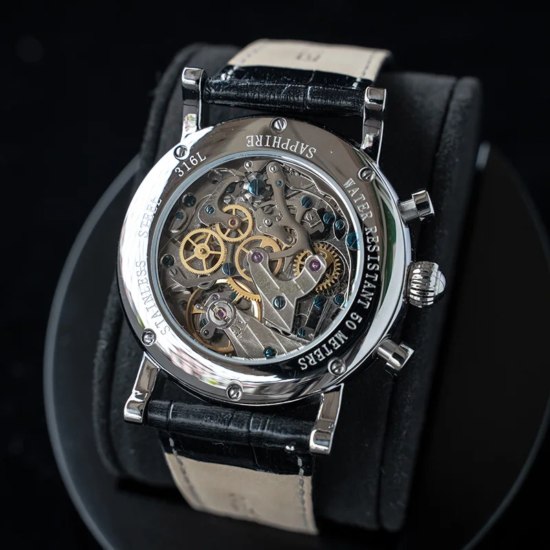 Sugess Men Watch ST1908 Swanneck Movement Mechanical Chronograph Wristwatch Genuine Moonphase Calendar Vintage Leather NEW 2023