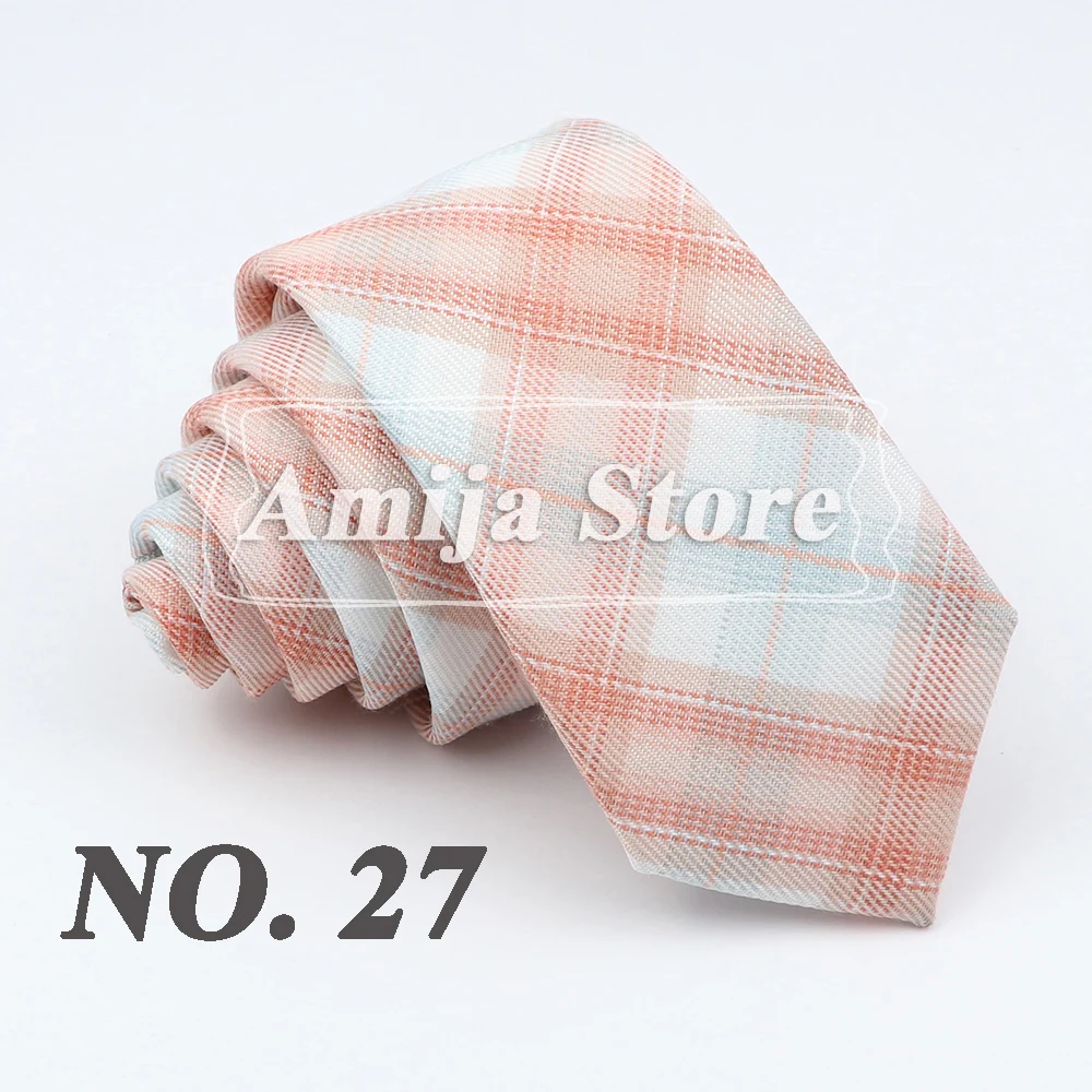 Plaid Tie For Men Women Soft Skinny Cotton TR Fabric Necktie For Wedding Bussiness Casual Man's Neckties Suits Flower Cravat