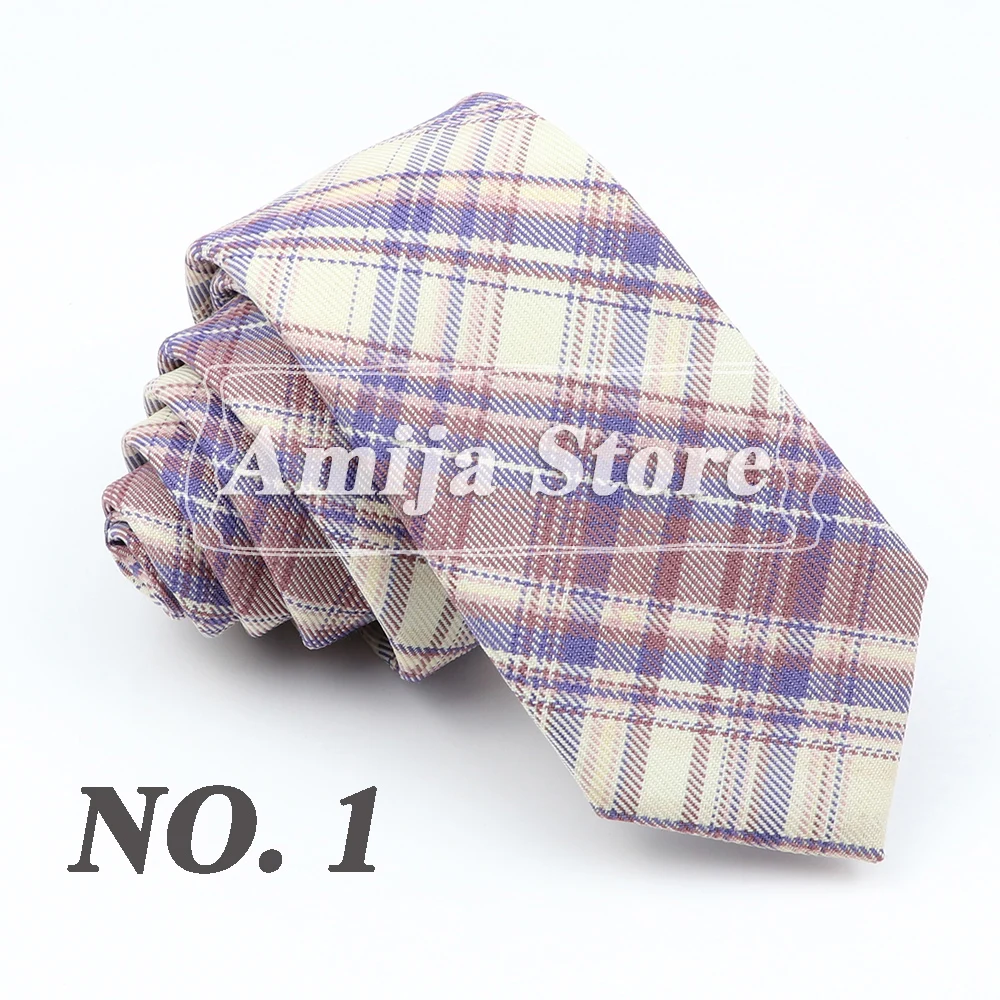 Plaid Tie For Men Women Soft Skinny Cotton TR Fabric Necktie For Wedding Bussiness Casual Man's Neckties Suits Flower Cravat