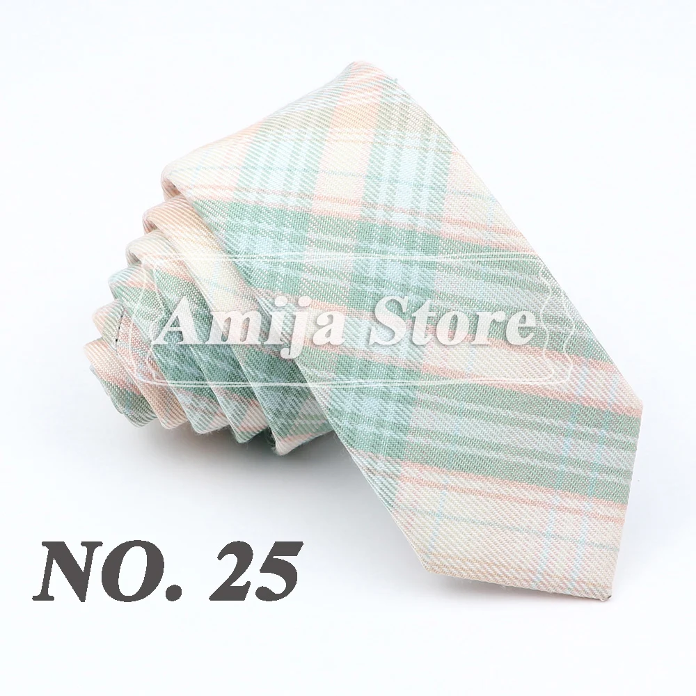 Plaid Tie For Men Women Soft Skinny Cotton TR Fabric Necktie For Wedding Bussiness Casual Man's Neckties Suits Flower Cravat