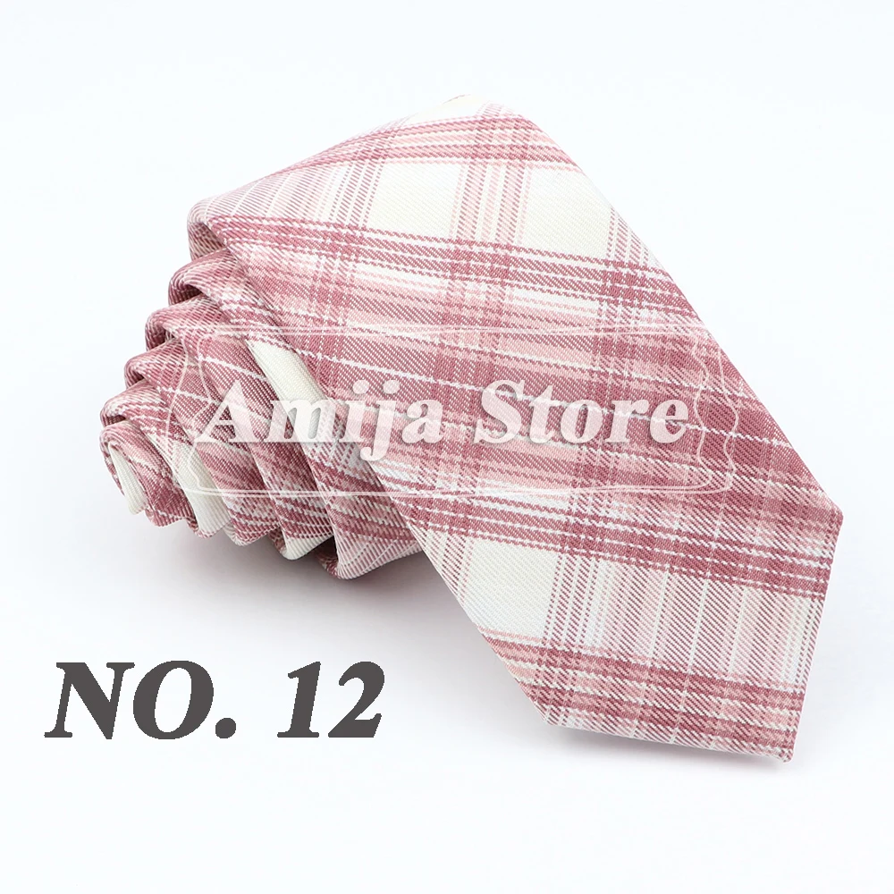 Plaid Tie For Men Women Soft Skinny Cotton TR Fabric Necktie For Wedding Bussiness Casual Man's Neckties Suits Flower Cravat
