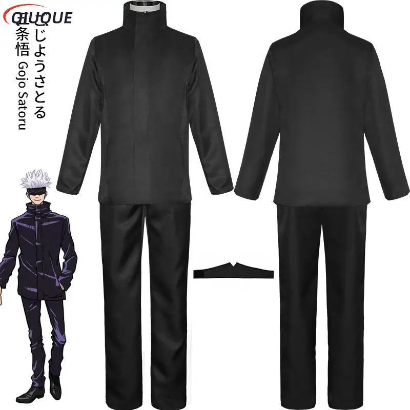 110-3XL Black / Blue Gojo Satoru Cosplay Costume Eye Patch Wigs Glasses Anime Halloween Party Unisex Uniforms