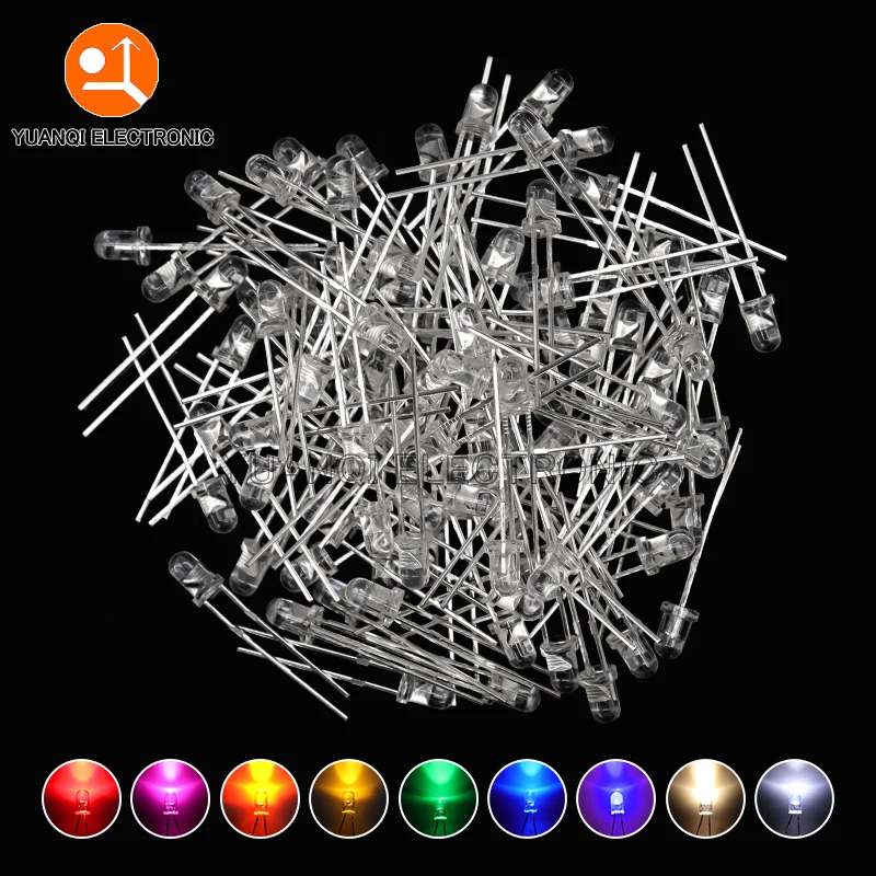3mm LED Diode F3 Assorted Kit White Green Red Blue Yellow Orange Pink Purple Warm White DIY Light Emitting Diode