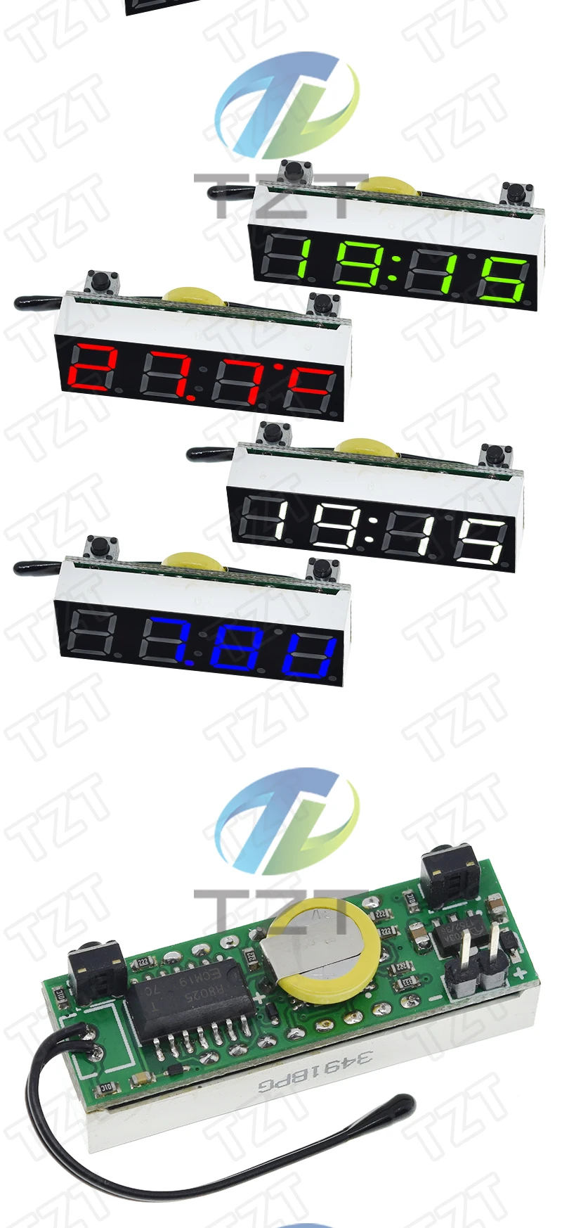 GREATZT 3 In 1 LED RX8025T Digital Clock Temperature Voltage Module DIY Time/Thermometer/Voltmeter DC 5-30V For Arduino