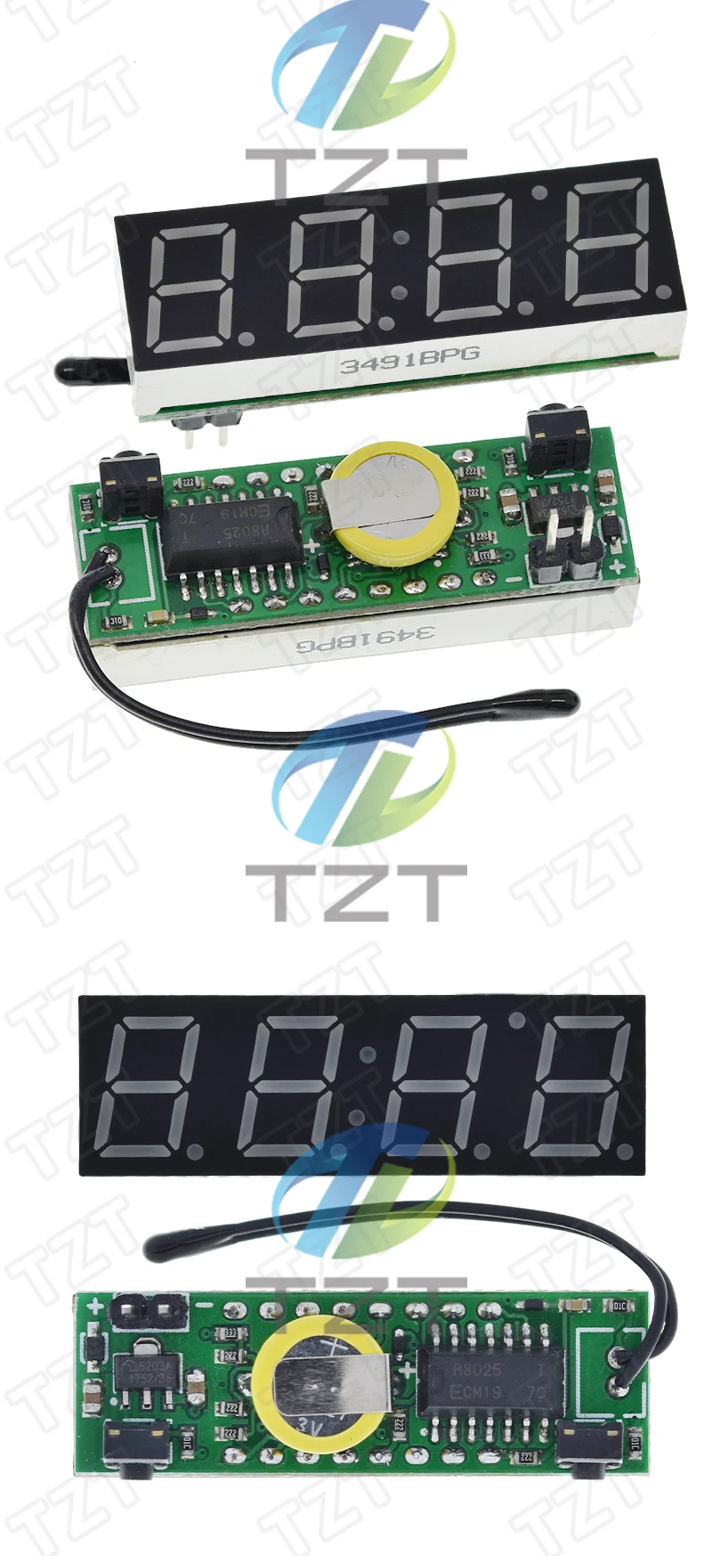 GREATZT 3 In 1 LED RX8025T Digital Clock Temperature Voltage Module DIY Time/Thermometer/Voltmeter DC 5-30V For Arduino