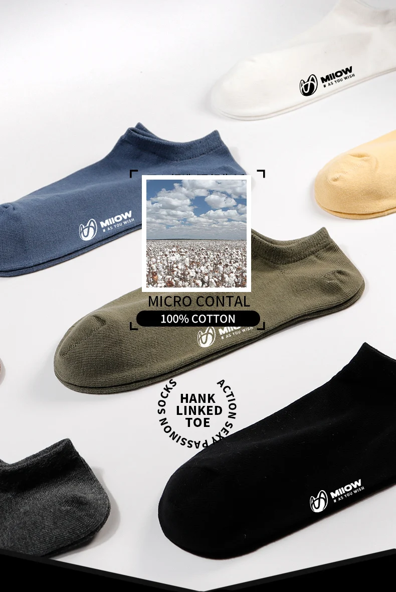 MiiOW 5 Pairs/Lot Pure Cotton Men Socks Breathable Low Cut Casual Ankle Socks Summer Cotton Print Socks Sweat Ankle Socks Set