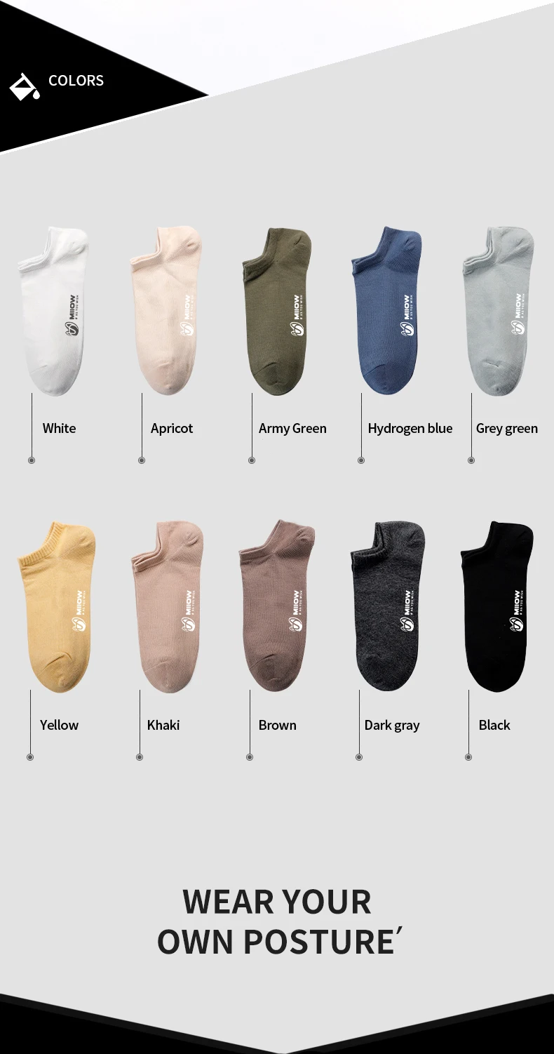 MiiOW 5 Pairs/Lot Pure Cotton Men Socks Breathable Low Cut Casual Ankle Socks Summer Cotton Print Socks Sweat Ankle Socks Set