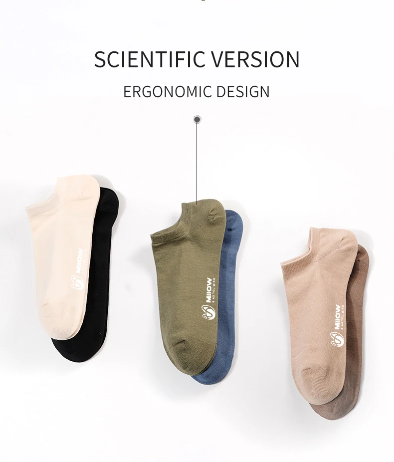 MiiOW 5 Pairs/Lot Pure Cotton Men Socks Breathable Low Cut Casual Ankle Socks Summer Cotton Print Socks Sweat Ankle Socks Set