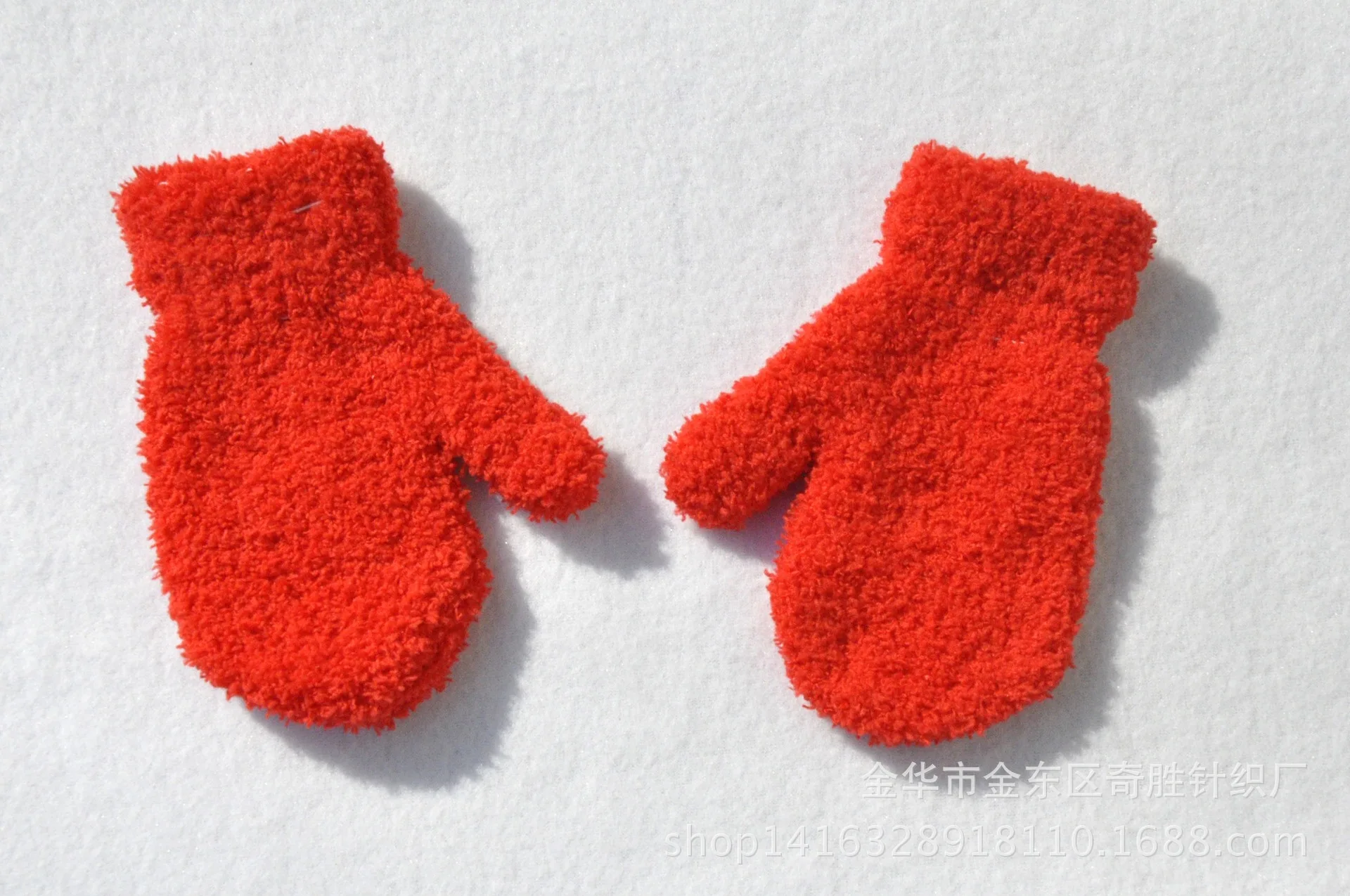 Baby Short Gloves Winter Coral Fleece Children Solid Knitted Plush Furry Full Finger Mittens Autumn Hand Warmer 1-4 Years Old
