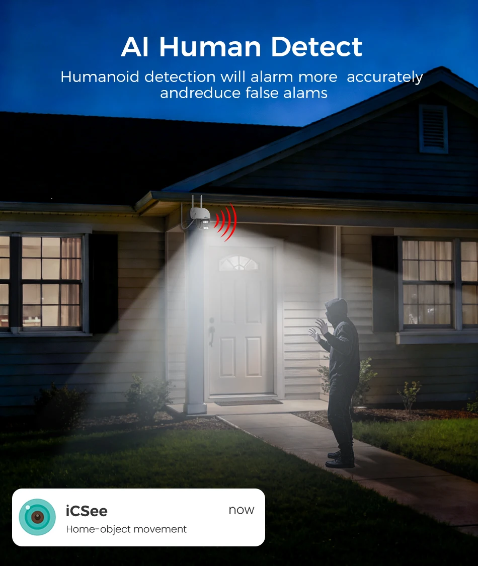 Hiseeu 4K 8MP Dual Lens PTZ Wifi IP Camera 8X Zoom Outdoor HD Full Color Night Vision Human Detection Video Surveillance Cameras