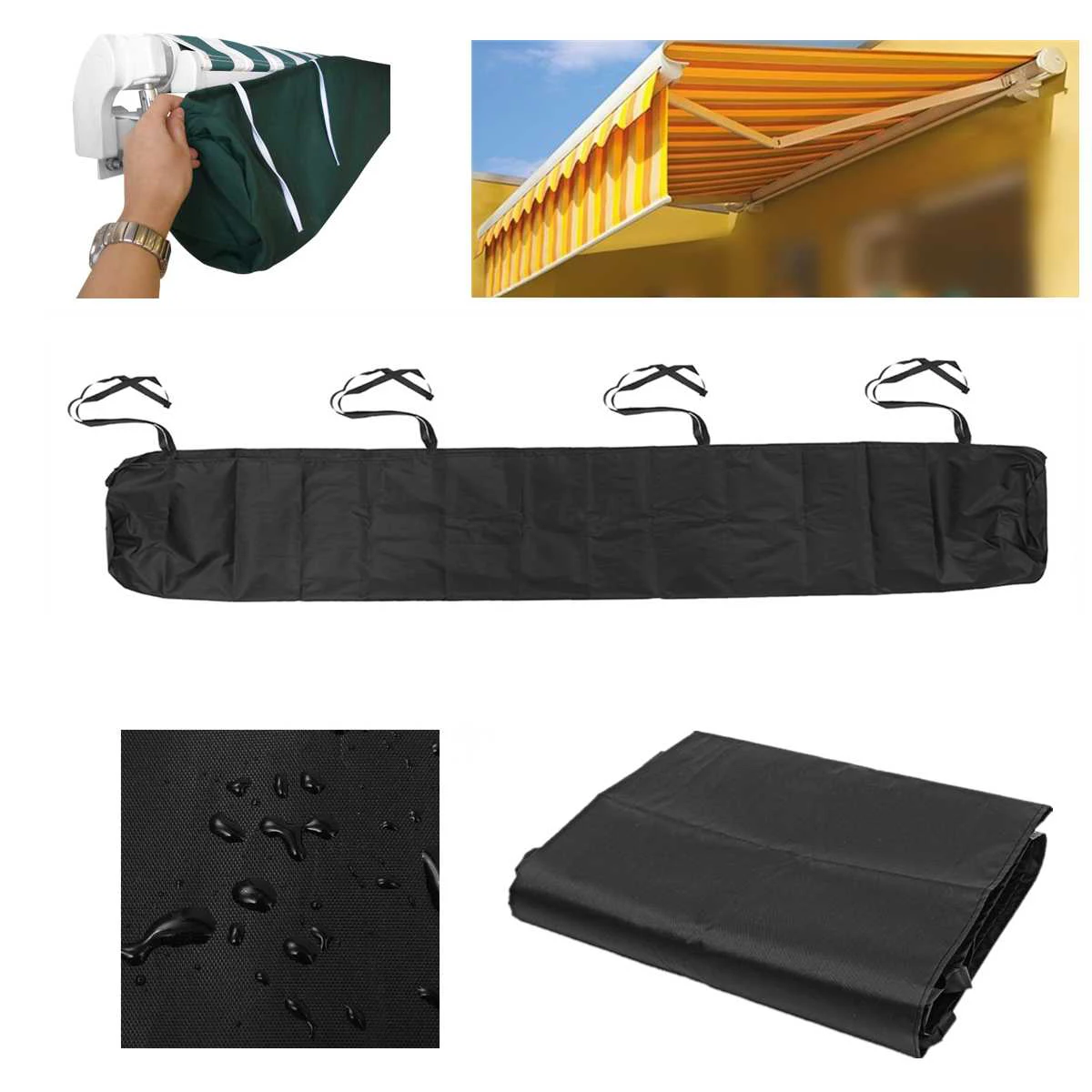 7 Sizes Patio Awning Protector Cover Patio Garden Rain Shed Storage Bag Rain Cover Retractable Roller Shutter Awning Dust Cover