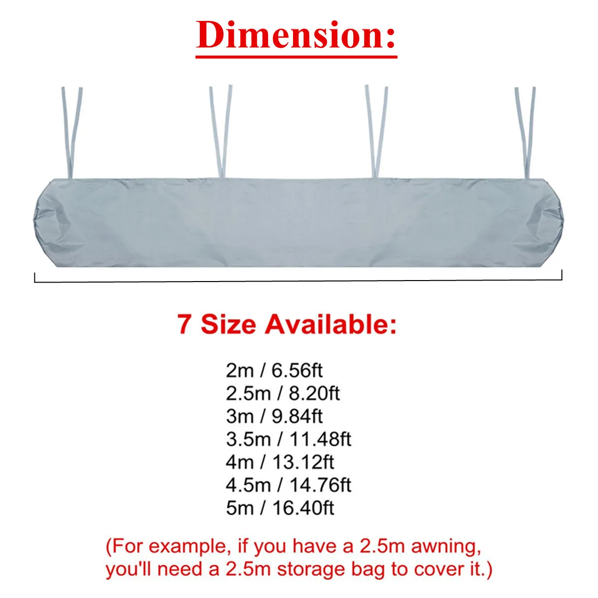 7 Sizes Patio Awning Protector Cover Patio Garden Rain Shed Storage Bag Rain Cover Retractable Roller Shutter Awning Dust Cover