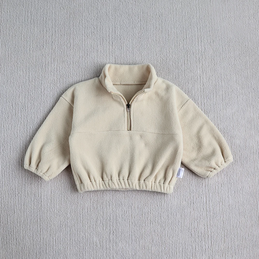 MILANCEL New Autumn Baby Sports Suit Toddler Fleece Solid Color Hoodies Suit Infant Outfit 2PCS