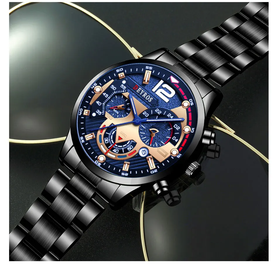 Fashion Mens Watches Luxury Quartz Wristwatch Calendar Luminous Clock Men Business Casual Watch Reloj Hombre