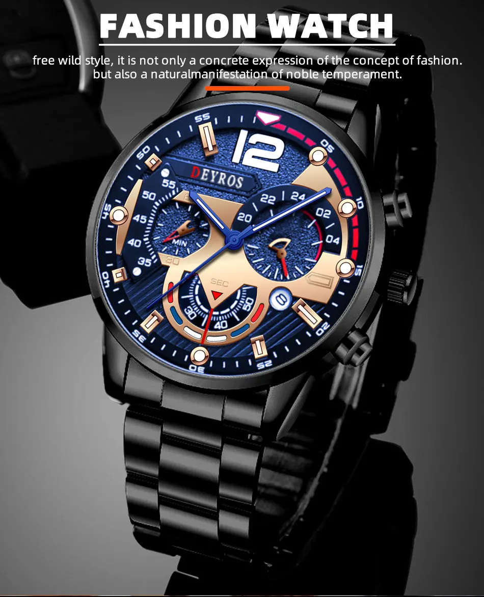 Fashion Mens Watches Luxury Quartz Wristwatch Calendar Luminous Clock Men Business Casual Watch Reloj Hombre