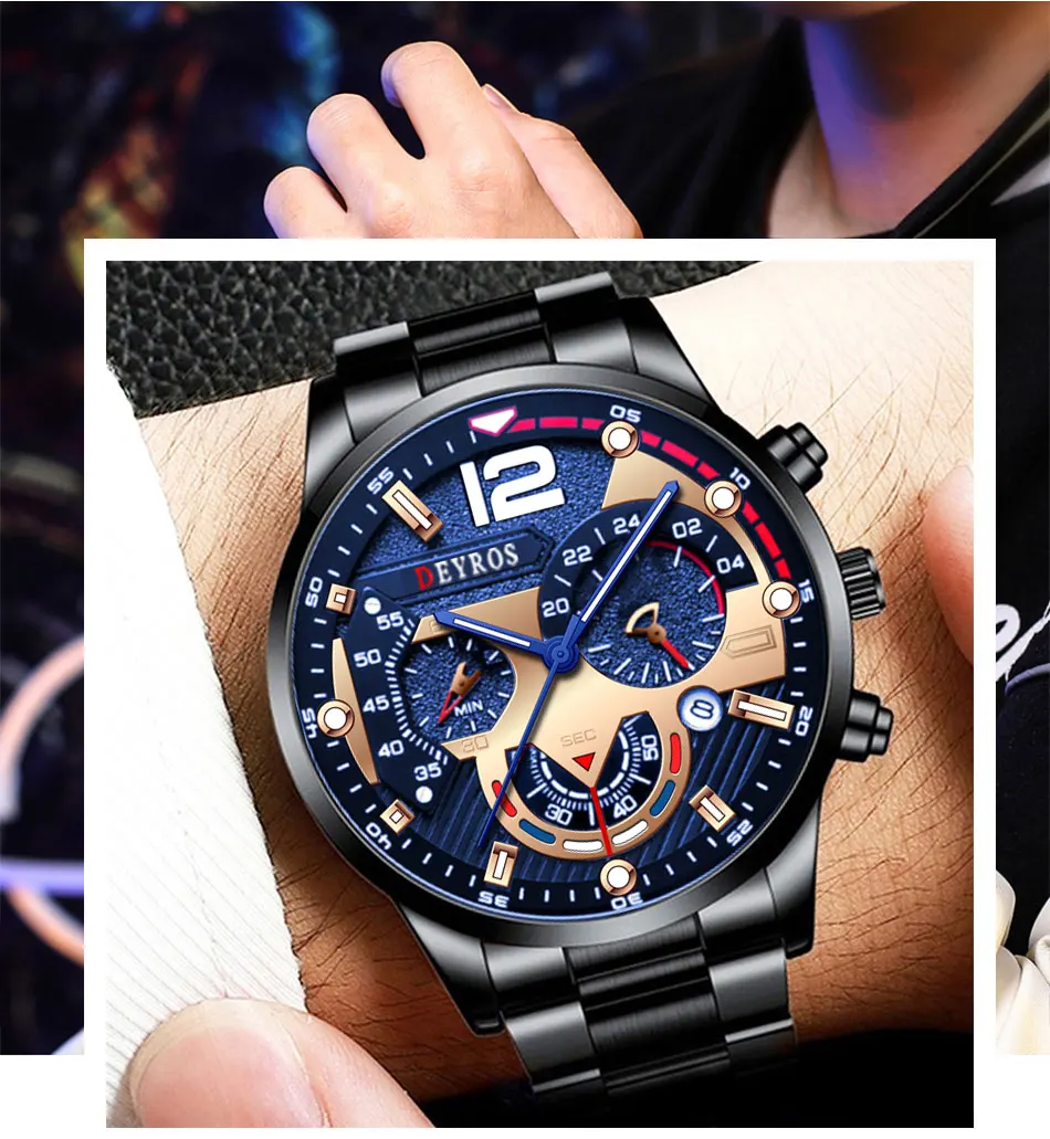 Fashion Mens Watches Luxury Quartz Wristwatch Calendar Luminous Clock Men Business Casual Watch Reloj Hombre