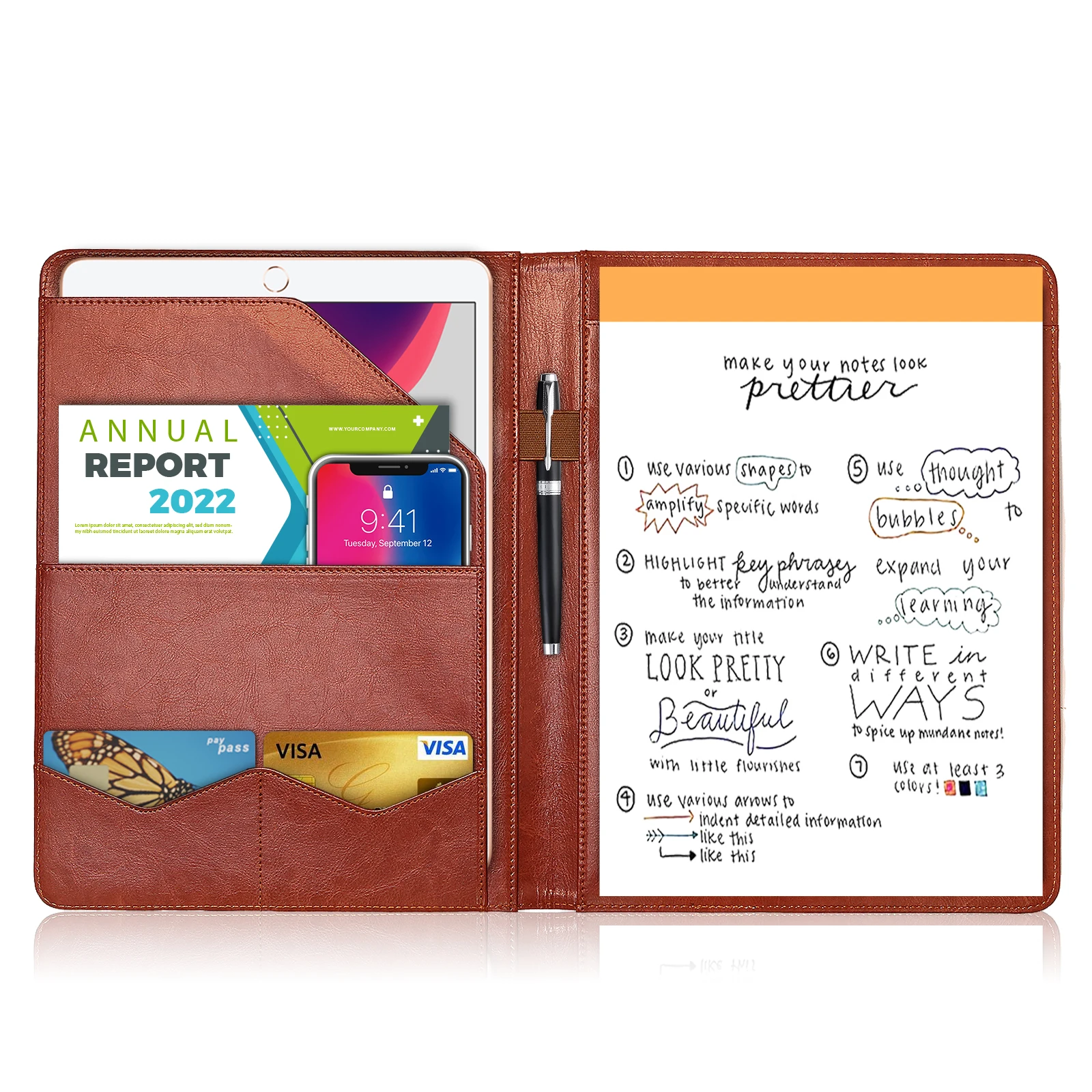 Multifunctional Conference Folder A4 Business Stationery Folder PU Leather Contract File Folders Filing Office School Supplies