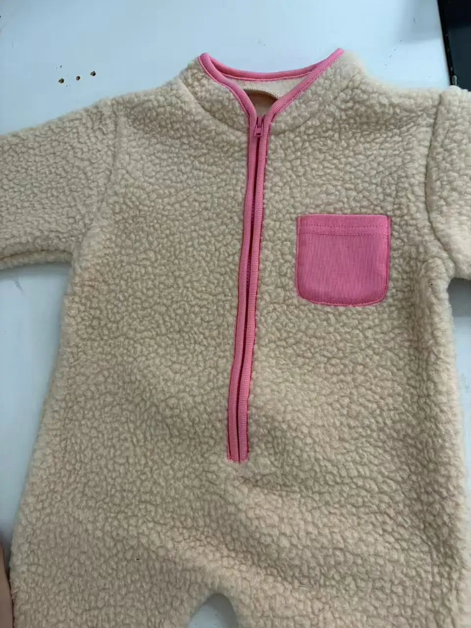 MILANCEL Spring Autumn Newborn Baby Romper Infant Warm Lamb Fleece Patchwork Jumpsuit Toddler Outwear