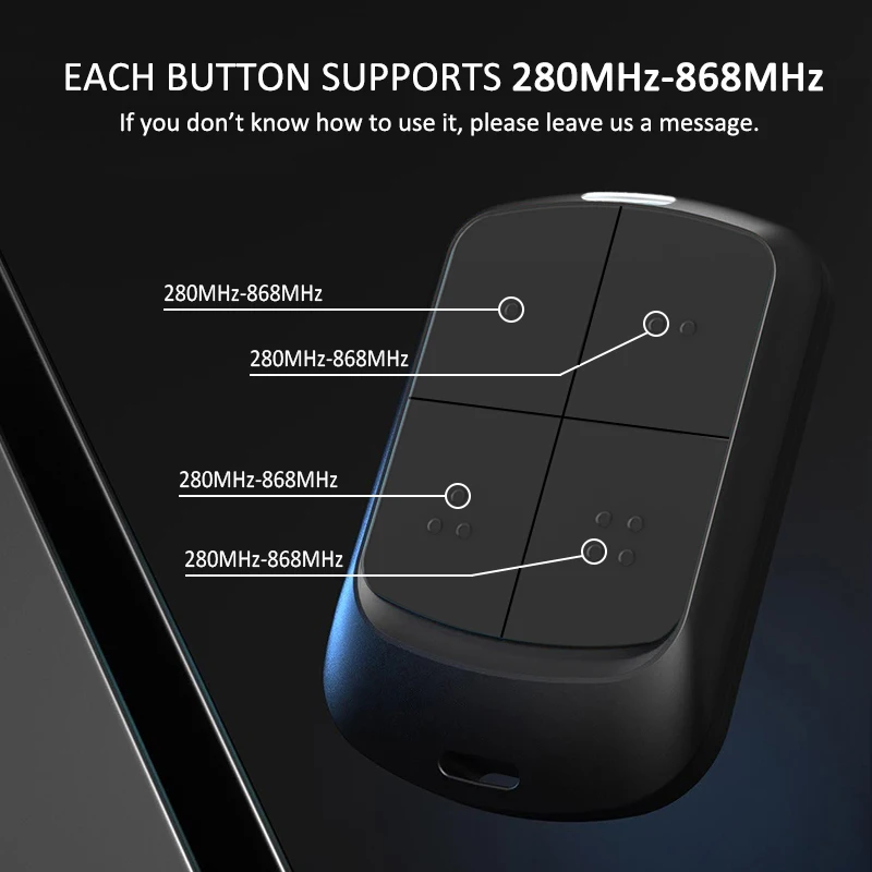 Garage Remote Control Clone Multifrequency 287MHz-868MHz Garage Door Opener Gate Control 3 Buttons Includes Car Sun Visor Clip