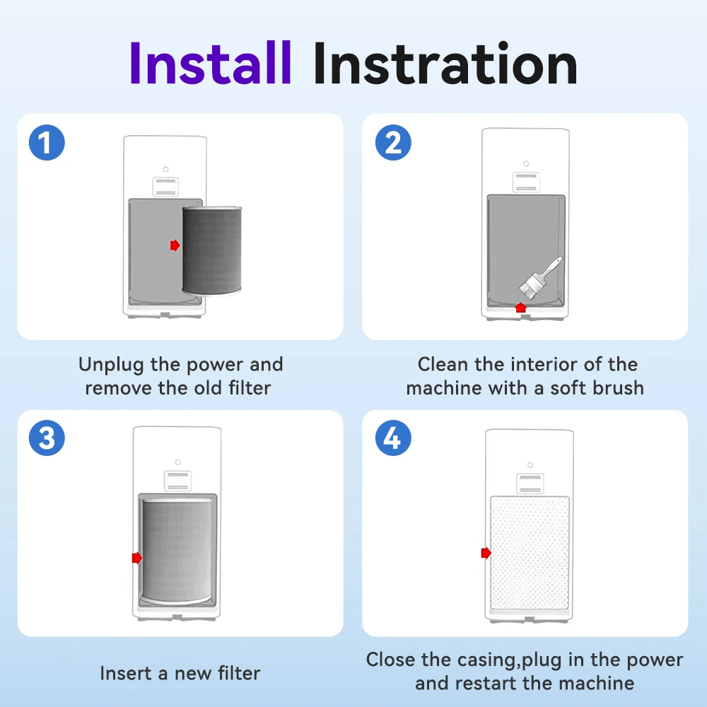 Air Purifier Filter For Xiaomi Air Purifier Mi 2/1/2S/3/ 3H/Pro Air Purifier H13 Carbon HEPA Filter PM2.5 With RFID Replacement