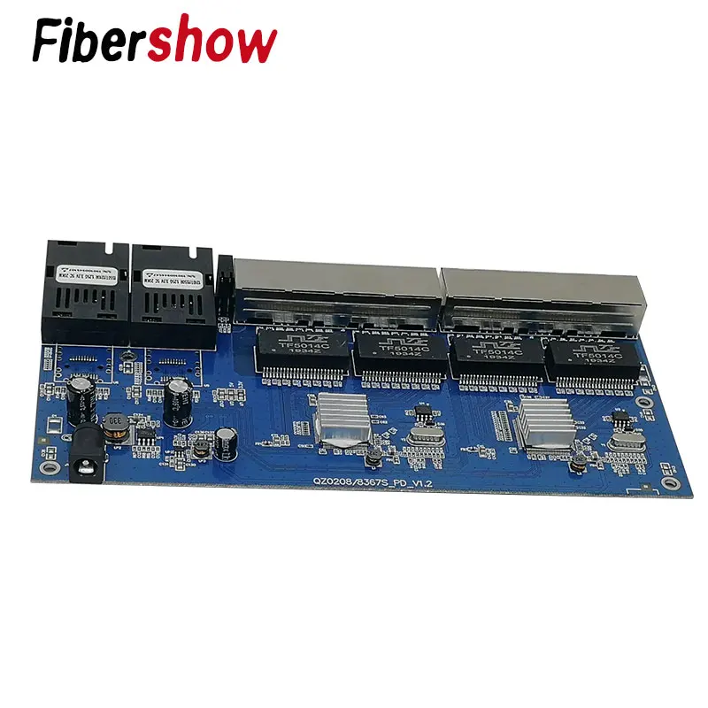 Gigabit Ethernet switch Fiber Optical Media Converter PCBA 8 RJ45 UTP and 2 SC fiber Port 10/100/1000M Board PCB