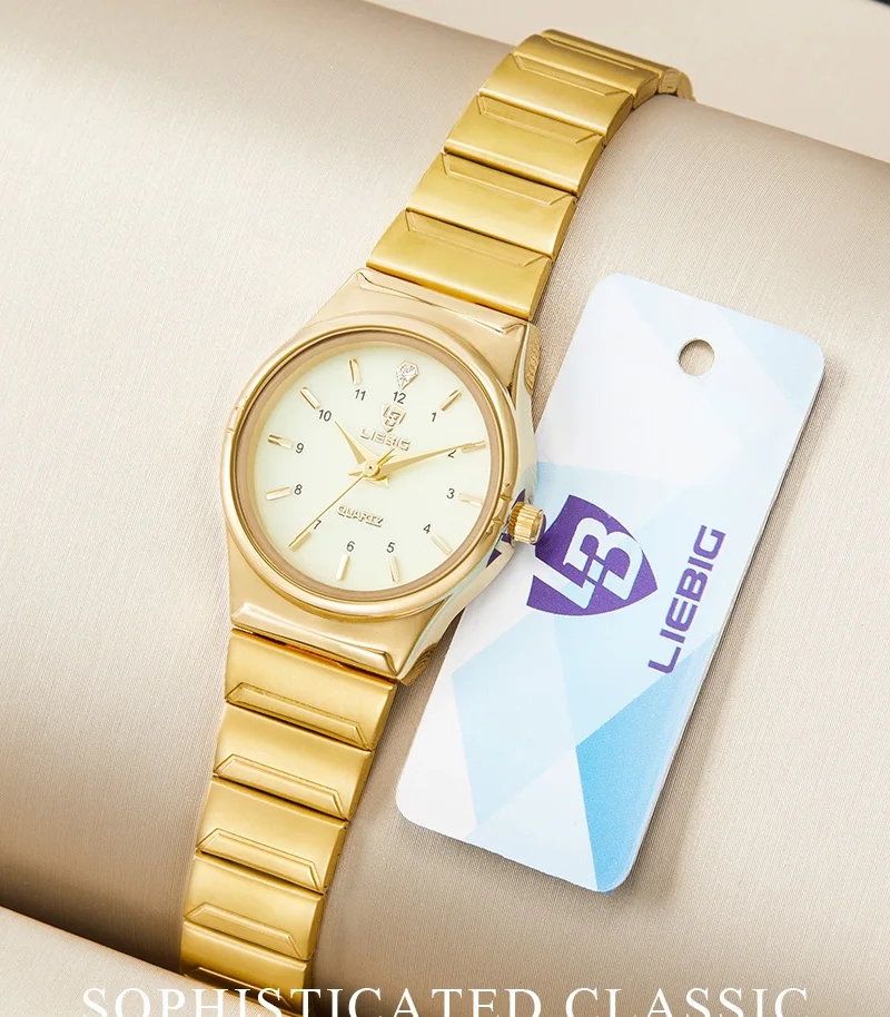 LIEBIG Women Quartz Watches Luxury Golden Stainless Steel Bracelet Waterproof Ladies Gold Wristwatch Girl Clock Relogio Mujer