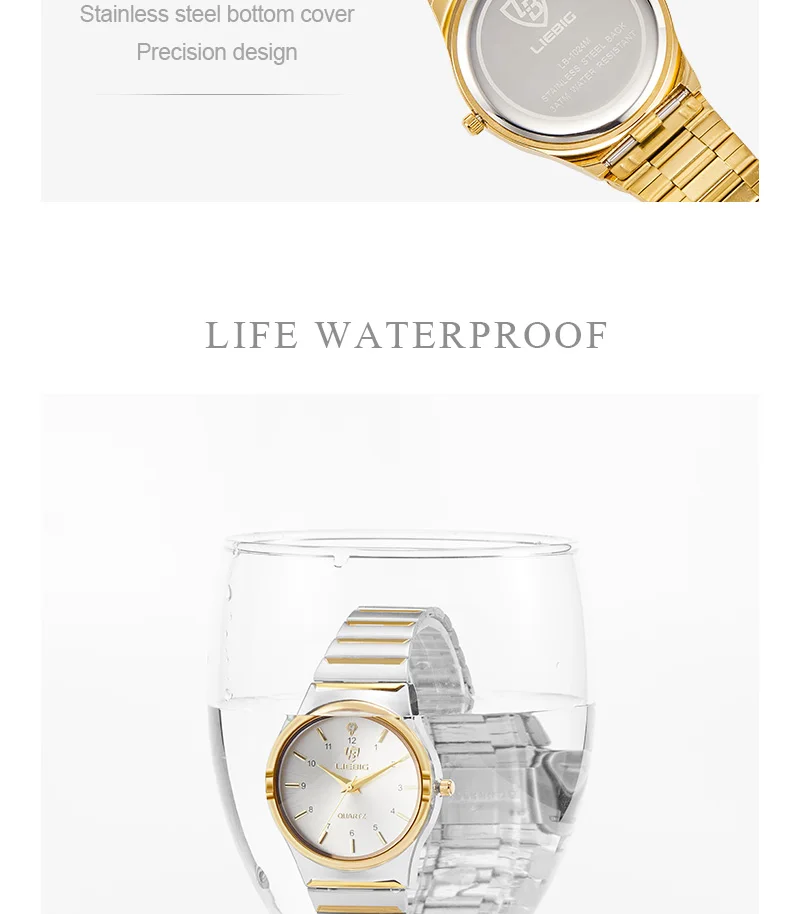 LIEBIG Women Quartz Watches Luxury Golden Stainless Steel Bracelet Waterproof Ladies Gold Wristwatch Girl Clock Relogio Mujer