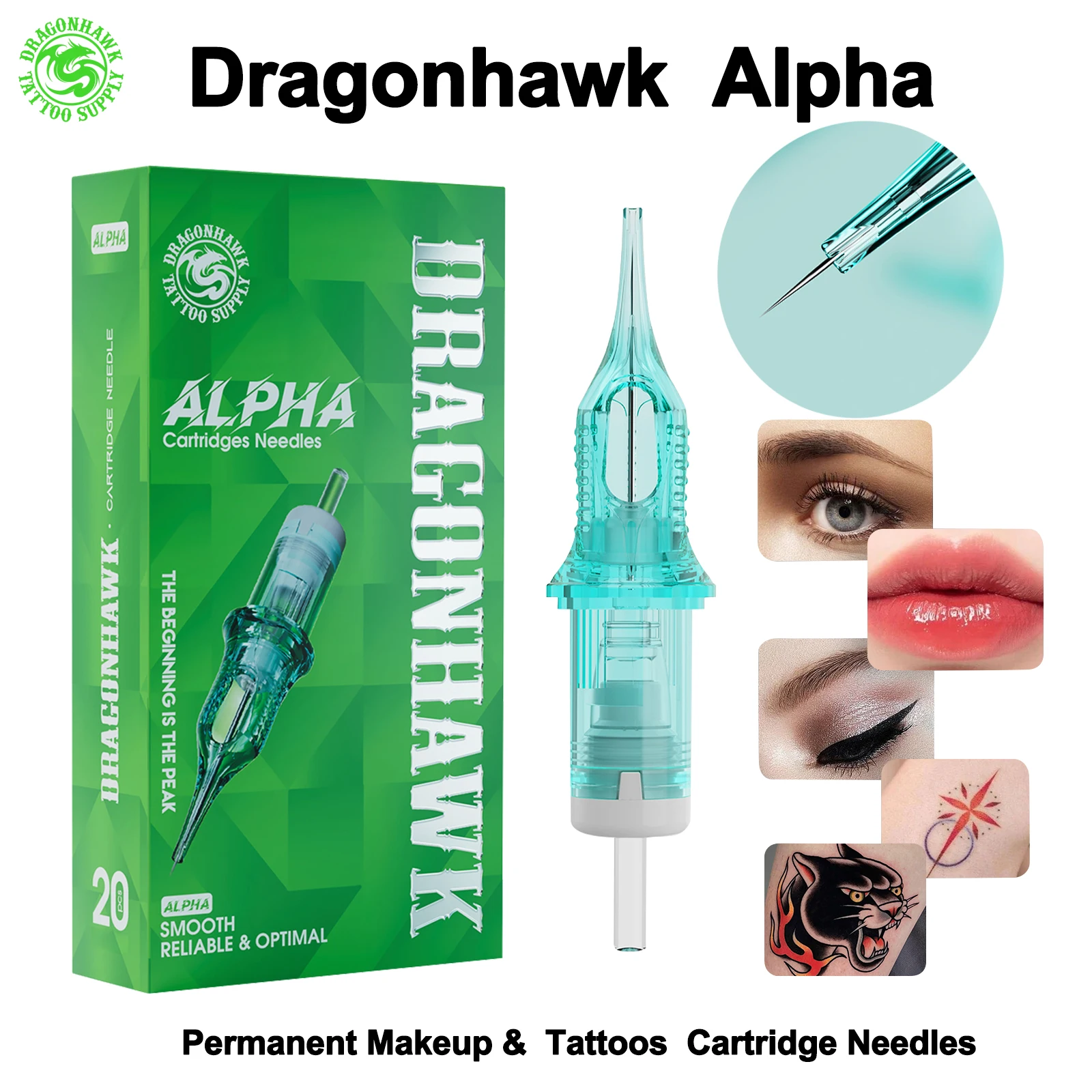 Dragonhawk Body Art Permanent Makeup Tattoo Cartridge Needles Alpah Series Disposable RL/RM/RS/M for Tattoo Machine Gun Supply