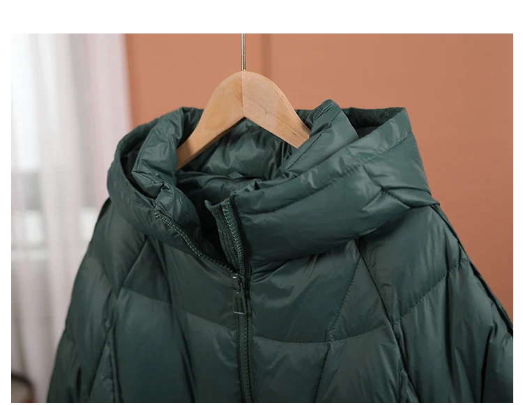 Schinteon Women White Duck Down Jacket with Hood Autumn Winter Warm Outwear Casual Loose Over Size Outwear Thick Coat 2026 New