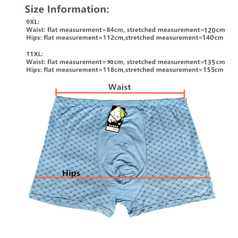 Plus Size 9XL Underwear Men Boxer Para Boxershorts 11XL Shorts Male Bamboo Fiber Loose Soft Large Oversized Modal Underpants