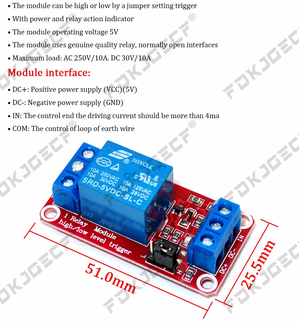 5V 12V 24V One 1 Channel Relay Module Board Shield with optocoupler Support High and Low Level Trigger