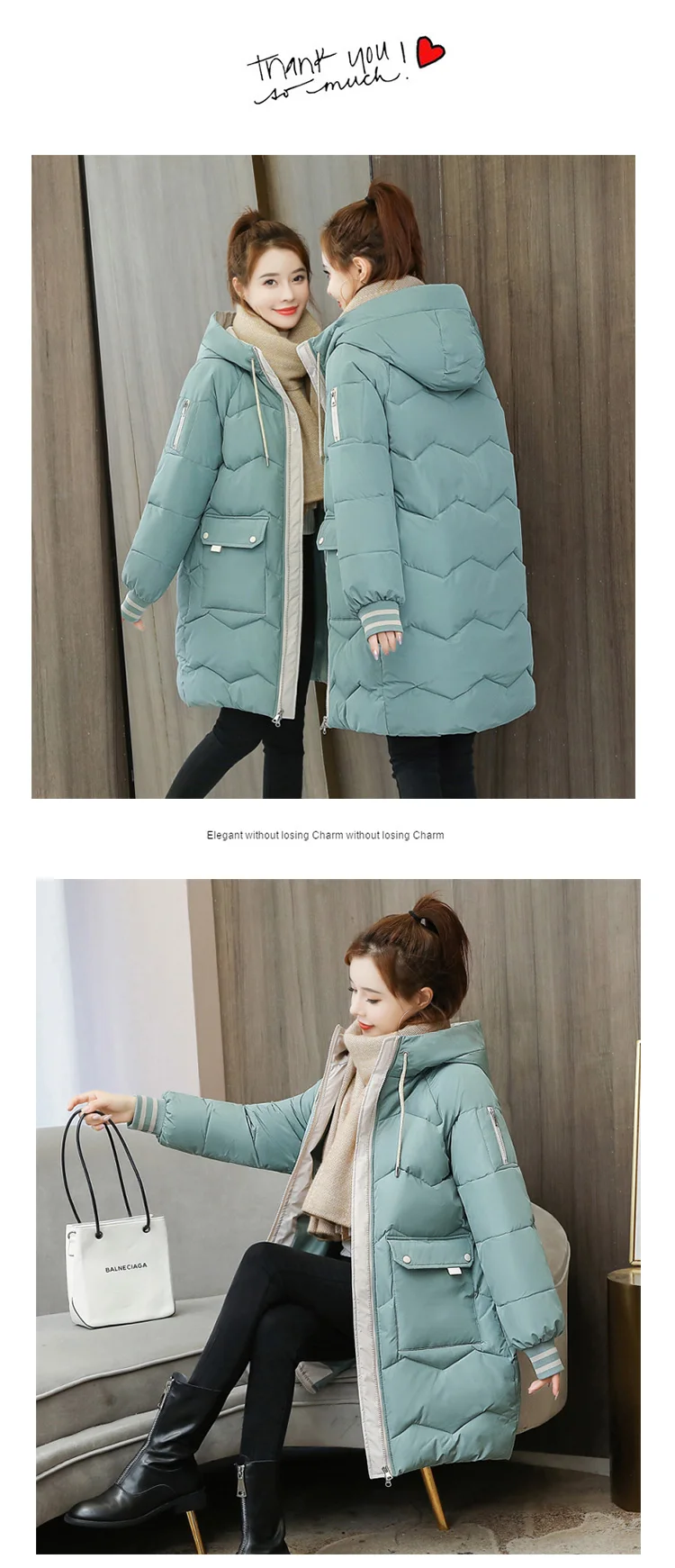 2026 Winter Women Jacket Coats Long Parkas Female Down Cotton Hooded Overcoat Thick Warm Jackets Windproof Casual Student Coat