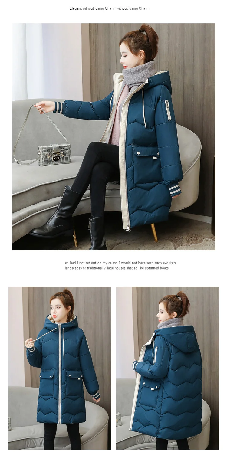 2026 Winter Women Jacket Coats Long Parkas Female Down Cotton Hooded Overcoat Thick Warm Jackets Windproof Casual Student Coat