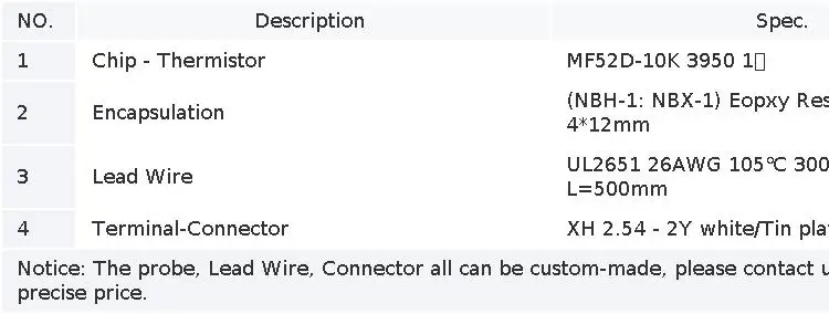 1PCS NTC Thermistor Temperature Sensor B3950 10K 1% Air Probe Air Conditioning Probe 20/35/50CM 1/2M