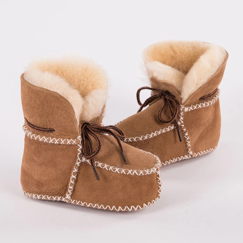 first walker shoe winter Baby Boots Genuine Leather Wool fur toddler girls soft Moccasins shoes plush Sheepskin Baby Boy booties
