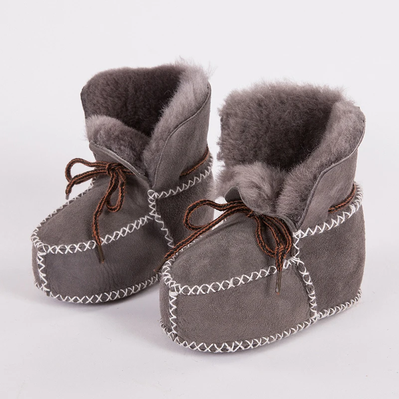 first walker shoe winter Baby Boots Genuine Leather Wool fur toddler girls soft Moccasins shoes plush Sheepskin Baby Boy booties