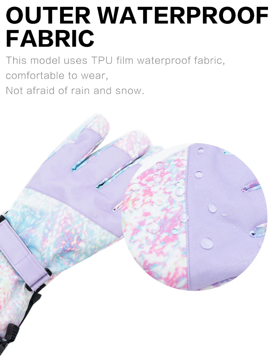 Extra Thick Men Women 2-IN-1 Mittens Ski Gloves Snowboard Snow Winter Sports Warm Waterproof Windproof Skiing Faux Leather Plam