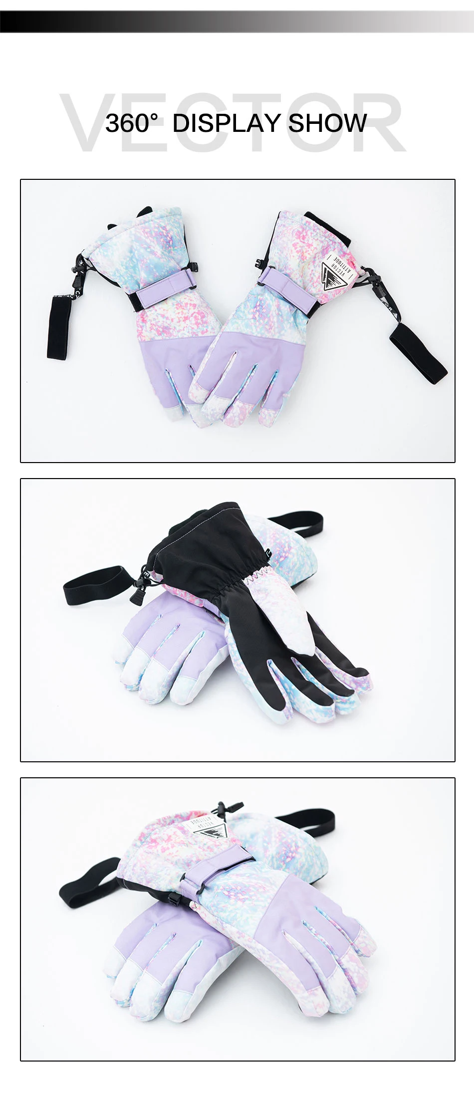 Extra Thick Men Women 2-IN-1 Mittens Ski Gloves Snowboard Snow Winter Sports Warm Waterproof Windproof Skiing Faux Leather Plam